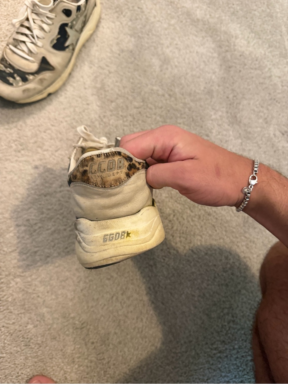Golden Goose Beige and Black Star Camouflage Sneakers - Picture 6 of 8